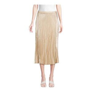 Tash and Sophie Satin Pleated Champagne Midi Skirt Size XL Pull-On Lined NWT